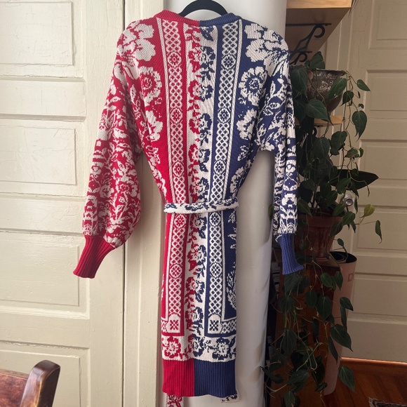 Farm Rio Garden Belted Cardigan Small Red & Blue - Picture 7 of 7